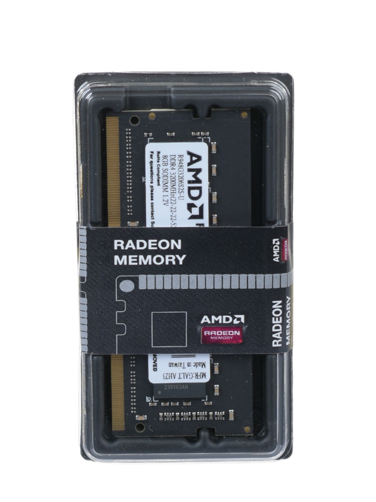 Модуль памяти AMD DDR4 SO-DIMM 3200MHz PC4-25600 CL16 8Gb R948G3206S2S-U модуль памяти ddr4 8gb netac ntsdd4p32sp 08r shadow pc4 25600 3200mhz cl16 радиатор red 1 35v