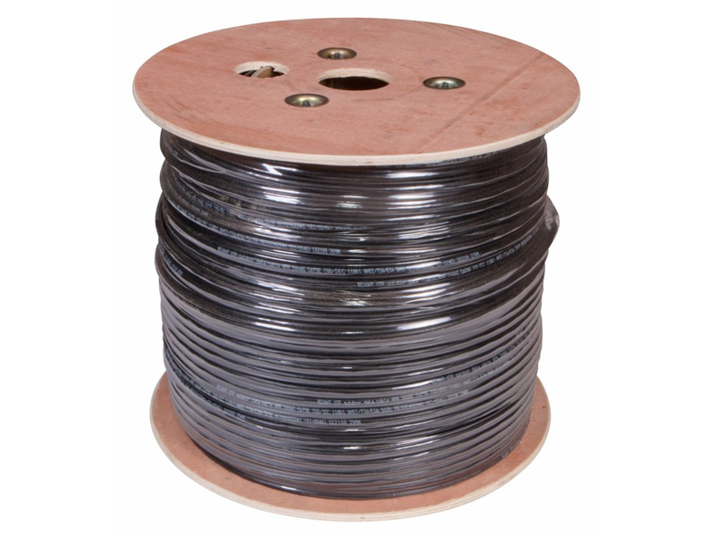 Сетевой кабель Rexant U/UTP cat 5e PE / 4PR / 24AWG / Outdoor / Solid с тросом 305m Black 01-0046