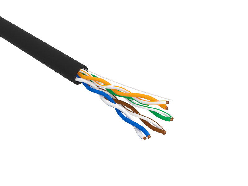 Сетевой кабель Rexant U/UTP 5e 24AWG PE 4PR 305m Black 01-0045