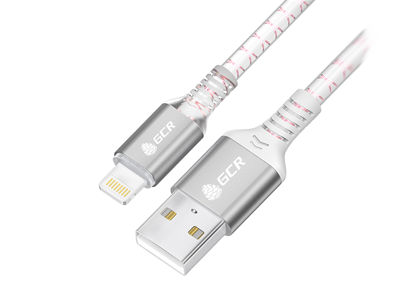 

Аксессуар GCR USB AM - Lightning 1m Transparent GCR-54443, GCR-54443