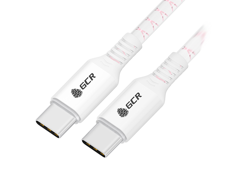

Аксессуар GCR Type-C - Type-C Power Delivery 18W 1m White-Pink GCR-54534, GCR-54534