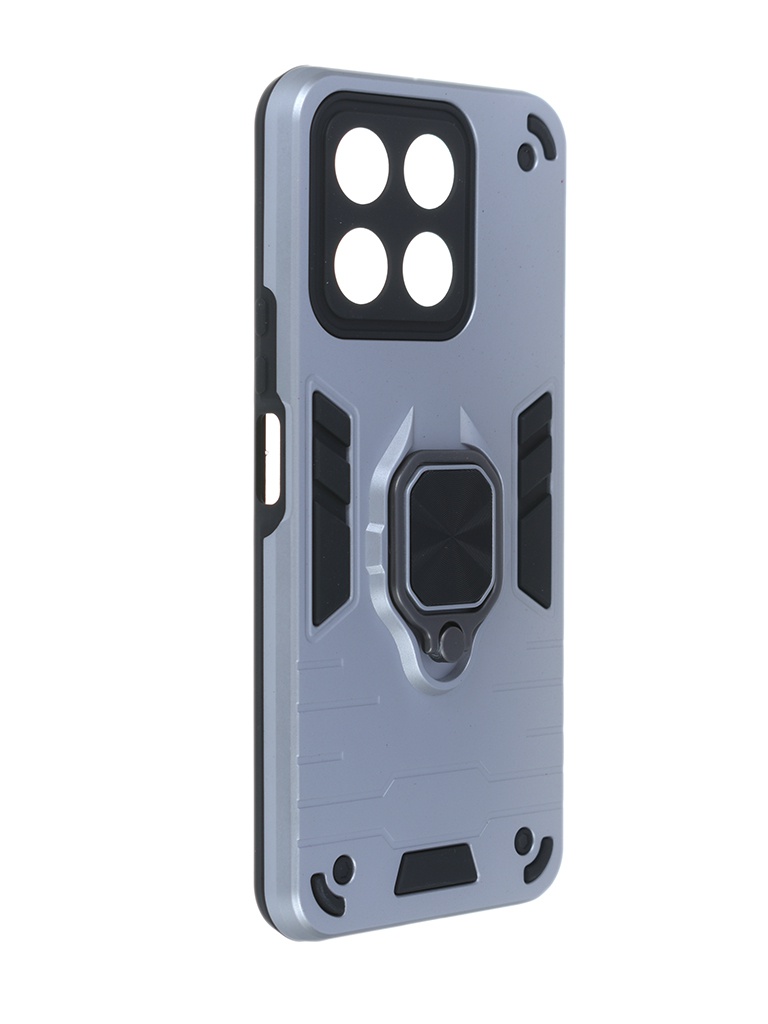 Чехол DF для Honor X8a с магнитом и кольцом Silver hwArmor-02 цена и фото