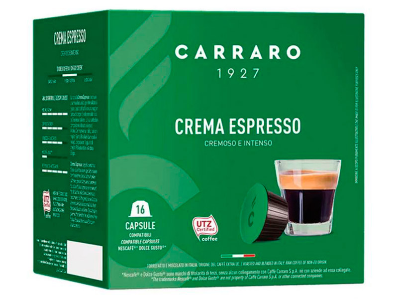 Капсулы для кофемашин Carraro Dolce Gusto Crema Espresso 16шт капсулы для кофемашин carraro n alu gran crema 10шт