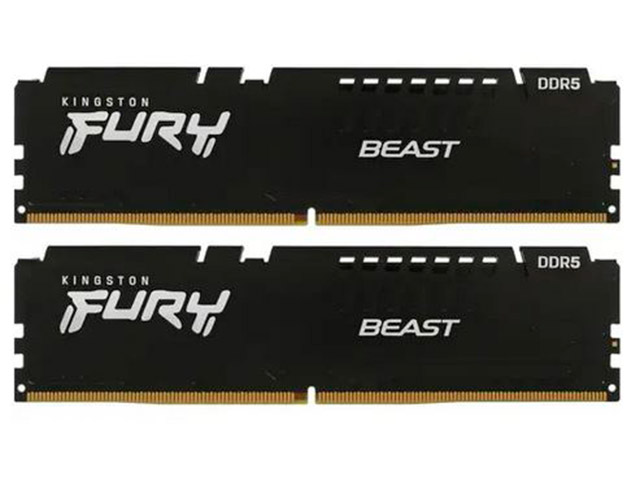 Модуль памяти Kingston Fury Beast Black DDR5 DIMM 6000MHz PC-48000 CL40 - 64Gb (2x32Gb) KF560C40BBK2-64 модуль памяти kingston fury beast ddr5 dimm pc 48000 6000mhz cl40 16gb kf560c40bb 16