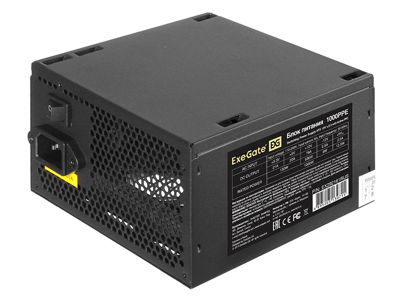 

Блок питания ExeGate 1000PPE 1000W Black EX292161RUS-S, EX292161RUS-S