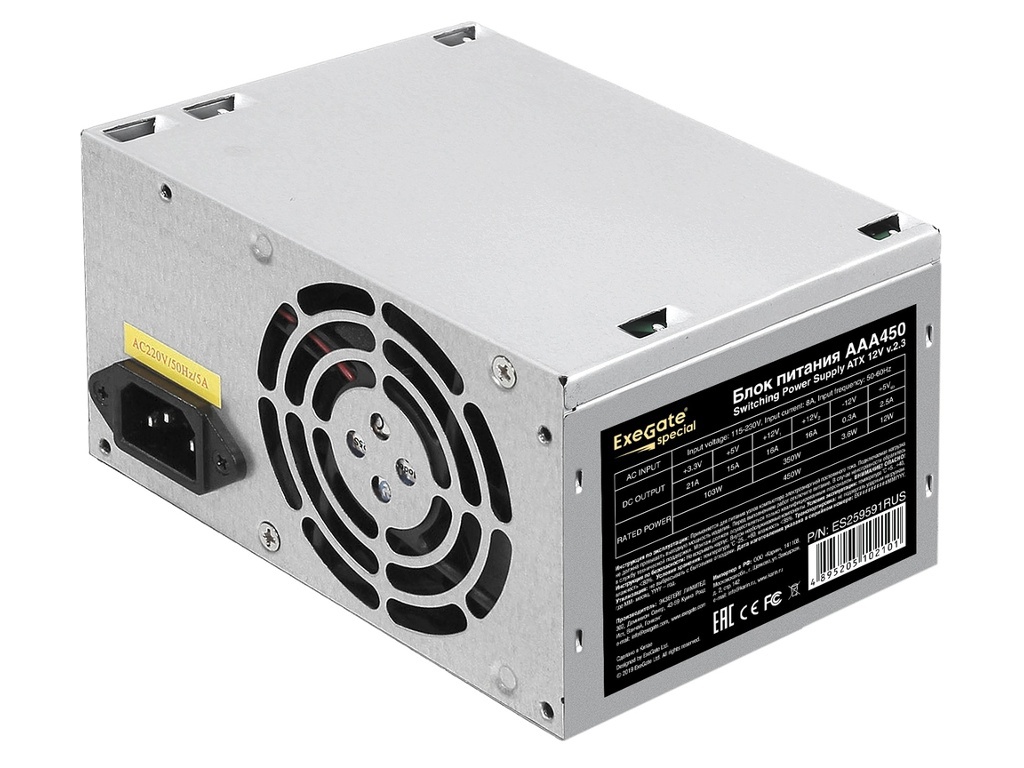 

Блок питания ExeGate AAA450 450W ES259591RUS-PC, ES259591RUS-PC