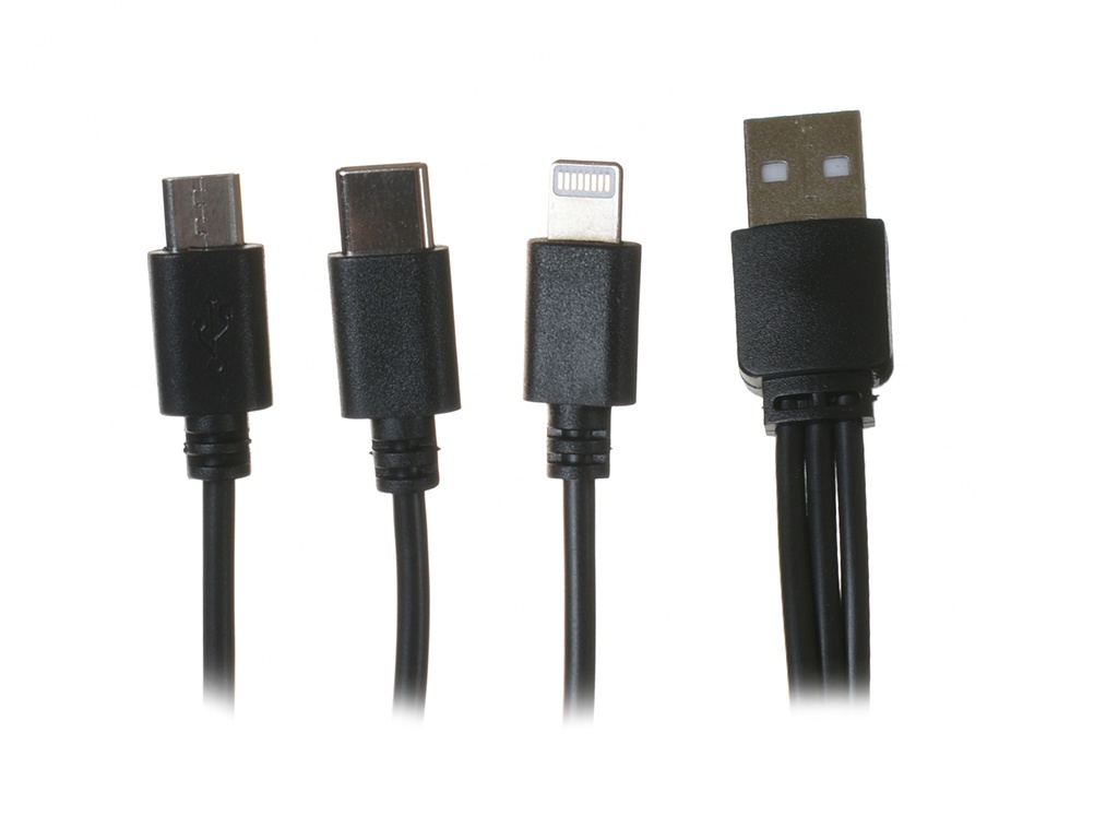 фото Аксессуар ks-is usb - usb-c/lightning/microusb 20cm ks-478b-0.2