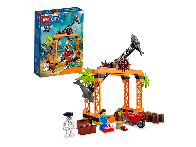 

Конструктор Lego City Stuntz Испытание трюков с нападением акул в городе 122 дет. 60342, Испытание трюков с нападением акул в город