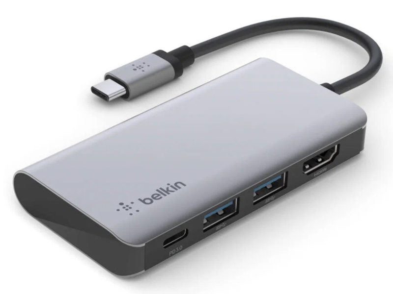 Хаб USB Belkin Multiport Adapter 4-in-1 2xUSB-A 3.0/HDMI AVC006btSGY хаб belkin