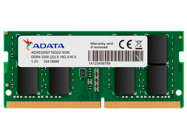 фото Модуль памяти a-data ddr4 so-dimm 3200mhz pc4-25600 cl22 - 16gb ad4s320016g22-rgn