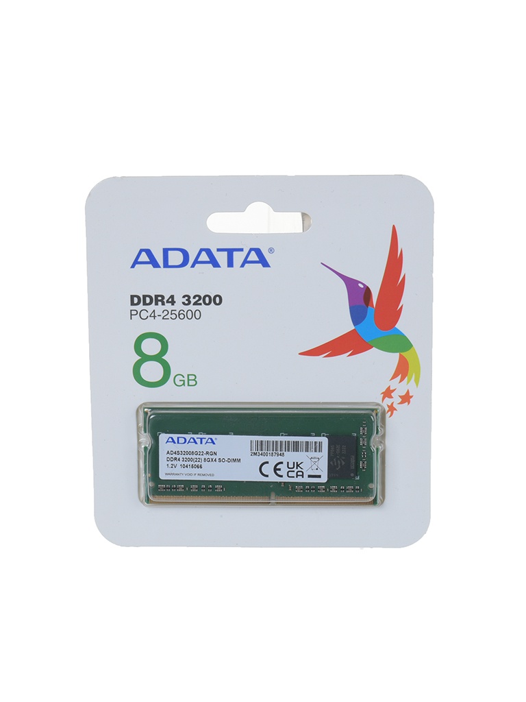 фото Модуль памяти a-data ddr4 so-dimm 3200mhz pc4-25600 cl22 - 8gb ad4s32008g22-rgn