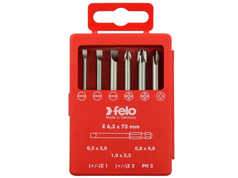 

Набор бит Felo SL/Z (+/-) Industrial 73mm 6шт 03192716, 03192716