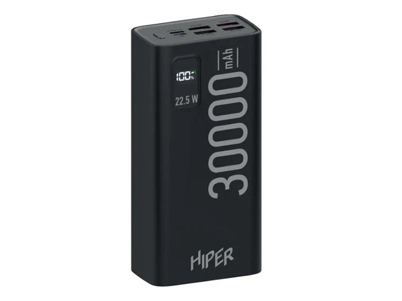 

Внешний аккумулятор Hiper Power Bank EP 30000 30000mAh Black, EP 30000 BLACK