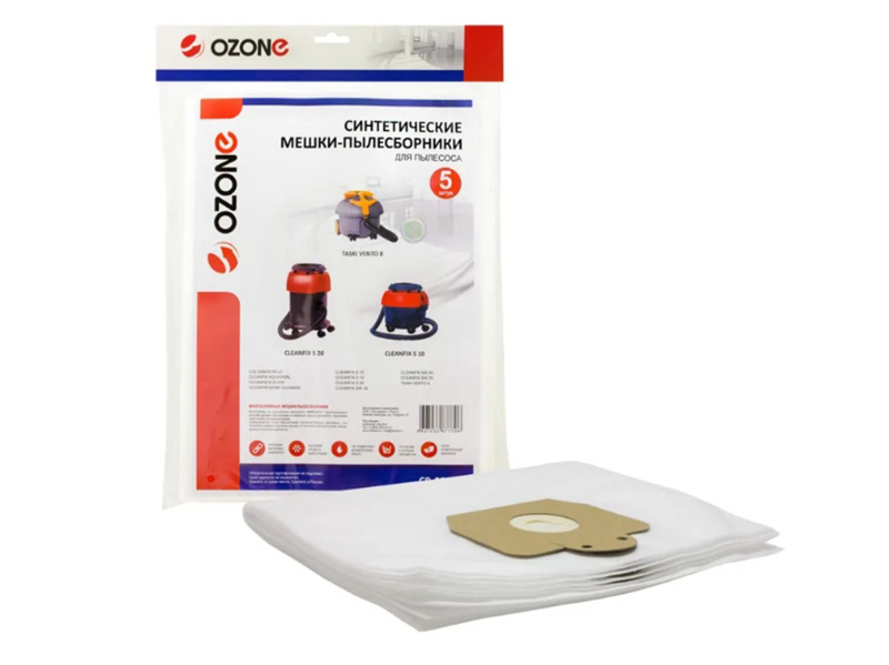 

Мешки-пылесборники Ozone CP-270/5 5шт для Cleanfix S 10/S 20/Taski Vento 8, CP-270/5