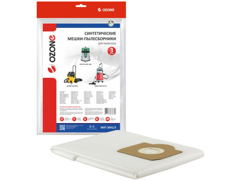 

Мешки-пылесборники Ozone MXT-3041/3 3шт для Kress 1200 NTX EA/Aeg/Bosch/Dewalt/Hitachi/Nilfisk/Portotecnica/Soteco/Sparky, MXT-3041/3