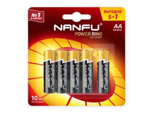 Батарейка AA - Nanfu (5+1штука) 6901826017620