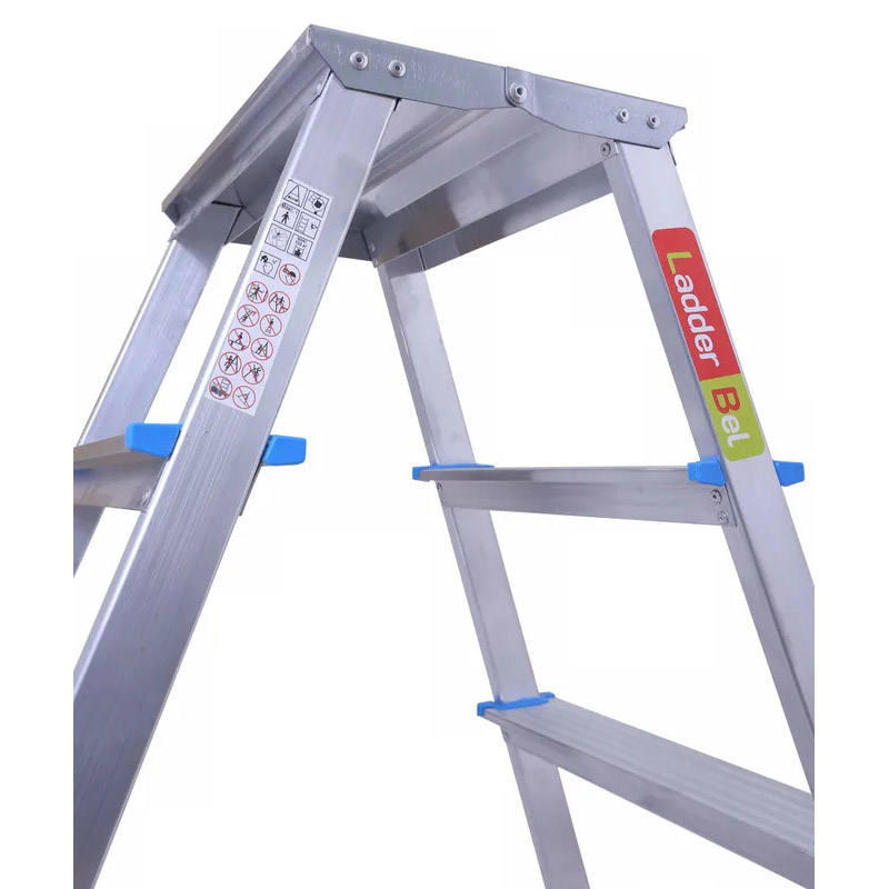 фото Стремянка ladderbel 3 ступени двухсторонняя с широкой площадкой aluminum