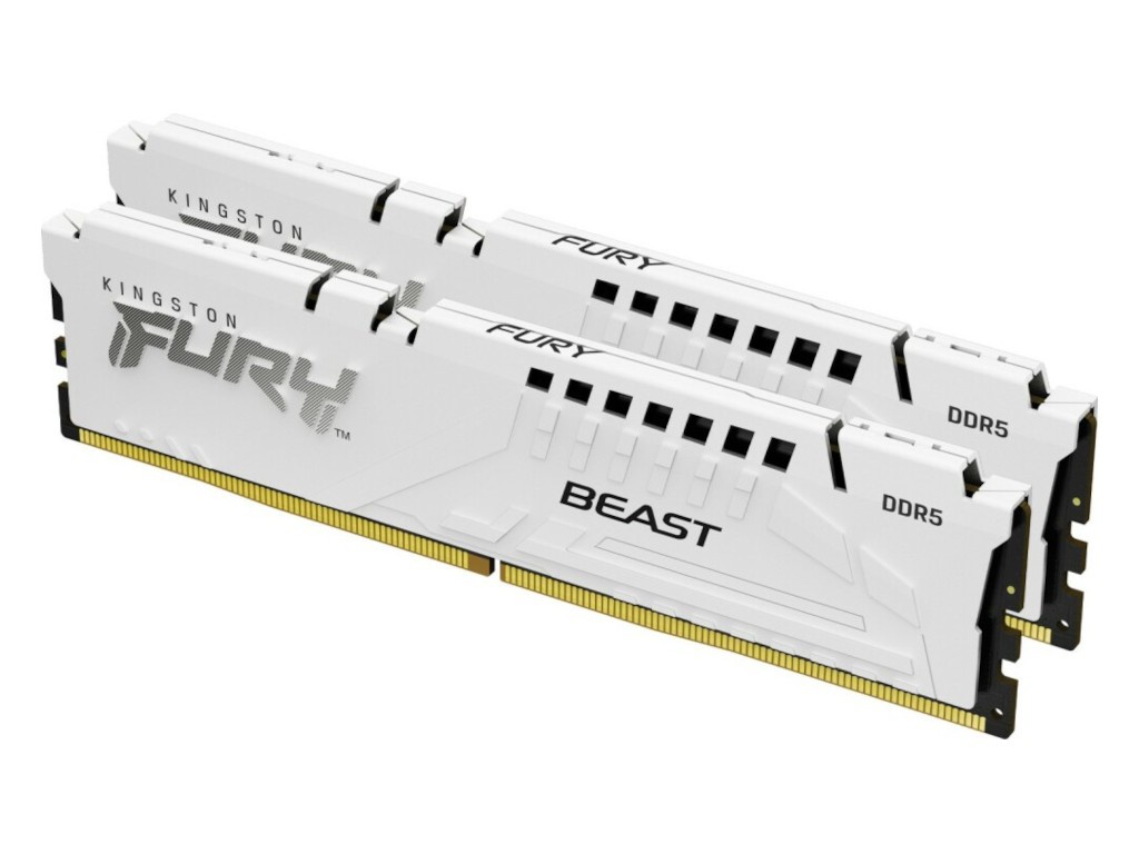 фото Модуль памяти kingston fury beast white ddr5 dimm 5600mhz pc-44800 cl40 - 32gb kit (2x16) kf556c40bwk2-32