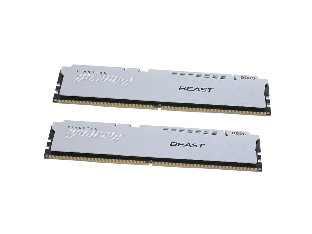 Модуль памяти Kingston Fury Beast White DDR5 DIMM 6000MHz PC5-48000 CL40 - 32Gb Kit (2x16Gb) KF560C40BWK2-32 модуль памяти kingston ddr5 dimm 4800mhz pc5 38400 cl40 32gb kvr48u40bd8 32
