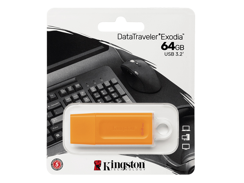 фото Usb flash drive 64gb - kingston datatraveler exodia orange kc-u2g64-7go