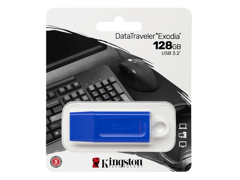 USB Flash Drive 128Gb - Kingston DataTraveler Exodia Blue KC-U2G128-7GB usb flash drive 128gb kingston datatraveler exodia usb 3 2 gen 1 dtx 128gb