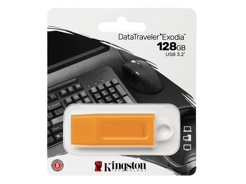 USB Flash Drive 128Gb - Kingston DataTraveler Exodia Orange KC-U2G128-7GO usb flash drive 128gb kingston datatraveler exodia usb 3 2 gen1 kc u2g128 5r