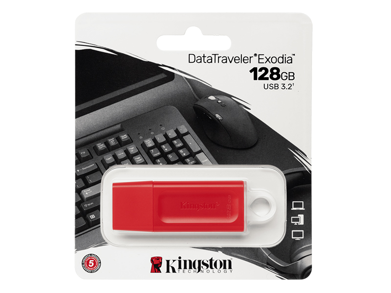 USB Flash Drive 128Gb - Kingston DataTraveler Exodia Red KC-U2G128-7GR usb flash drive kingston datatraveler exodia 64 гб 1 шт голубой
