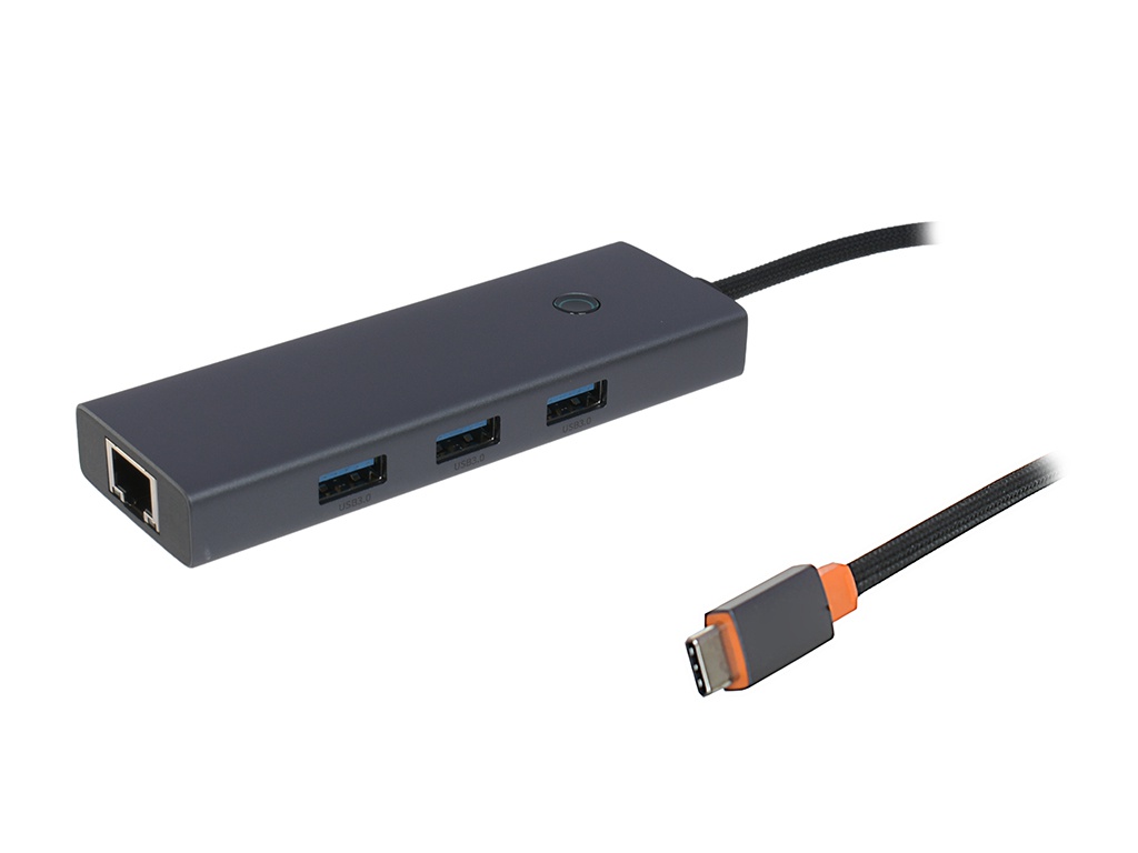 Хаб USB Baseus OS Flite Series 4-Port Type-C - 3xUSB 3.0 + RJ45 Space Grey B0005280A813-00