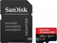 Фото 128Gb - SanDisk Extreme Pro Micro Secure Digital XC Class 10 UHS-I A2 C10 V30 U3 SDSQXCD-128G-GN6MA с переходником под SD (Оригинальная!)