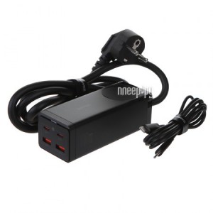 Фото Baseus GaN3 Pro Desktop Powerstrip AC+2U+2C 100W EU + кабель Type-C Black PSZM000401