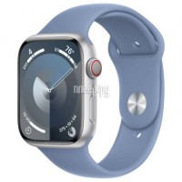 Фото APPLE Watch Series 9 GPS + Cellular 41mm Silver Aluminium Case with Storm Blue Sport Band - S/M MRHV3