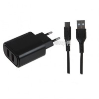 Фото Red Line NT-5 2.4A 2xUSB-A + кабель Type-C Black УТ000036406