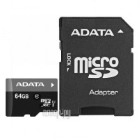 Фото 64Gb - A-Data - Premier Micro Secure Digital XC Class 10 UHS-I AUSDX64GUICL10-RA1 с переходником под SD  (Оригинальная!)