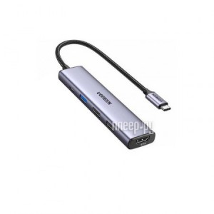 Фото Конвертер Ugreen CM478 USB-C - HDMI+1xUSB3.0 A+2xUSB2.0 A+PD Silver 15495