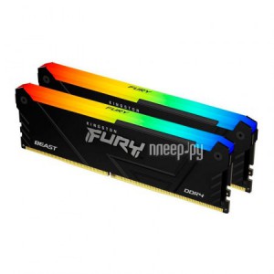 Фото Kingston Fury Beast Black RGB DDR4 DIMM 3200Mhz PC25600 CL16 - 32Gb Kit (2x16Gb) KF432C16BB12AK2/32