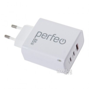 Фото Perfeo USB-A + 2xType-C 65W White I4655