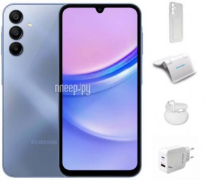 Фото Samsung SM-A155 Galaxy A15 8/256Gb Blue & Wireless Headphones Выгодный набор + подарок серт. 200Р!!!