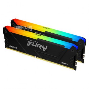 Фото Kingston Fury Beast RGB RTL Gaming DDR4 DIMM 2666MHz PC4-21300 CL16 - 32Gb Kit (2x16Gb) KF426C16BB12AK2/32