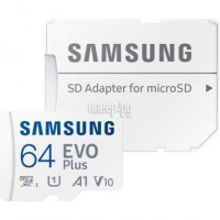 Фото 64Gb - Samsung EVO Plus Micro Secure Digital XC UHS-I U3 MB-MC64SA/EU с переходником под SD