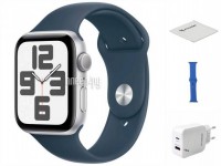 Фото APPLE Watch SE GPS 40mm Silver Aluminium Case with Storm Blue Sport Band - M/L MRE23 Выгодный набор + подарок серт. 200Р!!!