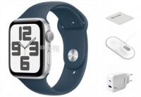 Фото APPLE Watch SE GPS 40mm Silver Aluminium Case with Storm Blue Sport Band - S/M MRE13 Выгодный набор + подарок серт. 200Р!!!