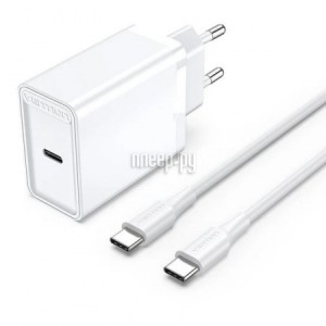 Фото Vention 25W + кабель USB-C 3А White FAHWF-EU