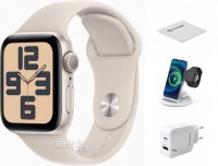 Фото APPLE Watch SE GPS 40mm Starlight Aluminium Case with Starlight Sport Band - S/M MR9U3 Выгодный набор + подарок серт. 200Р!!!