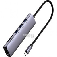 Фото USB-концентратор Netac WF14 6in1 Type-C to 3xUSB3.0 + 1xHDMI + microSD + SD Grey NT08WF14-30GR