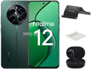 Фото Realme 12 4G 8/256Gb RMX3871 Green & Wireless Headphones Выгодный набор + подарок серт. 200Р!!!