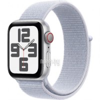 Фото APPLE Watch SE (2024) GPS + Cellular 40mm Silver Aluminium Case with Blue Cloud Sport Loop MXGE3