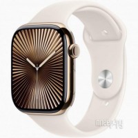 Фото APPLE Watch Series 10 GPS + Cellular 42mm Gold Titanium Case with Starlight Sport Band - M/L MX073