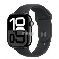 Фото APPLE Watch Series 10 GPS + Cellular 46mm Jet Black Aluminium Case with Black Sport Band - S/M MWY33