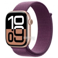 Фото APPLE Watch Series 10 GPS 42mm Rose Gold Aluminium Case with Plum Sport Loop MWWK3