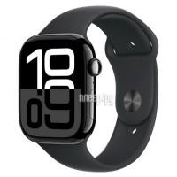 Фото APPLE Watch Series 10 GPS 46mm Jet Black Aluminium Case with Black Sport Band - S/M MWWP3